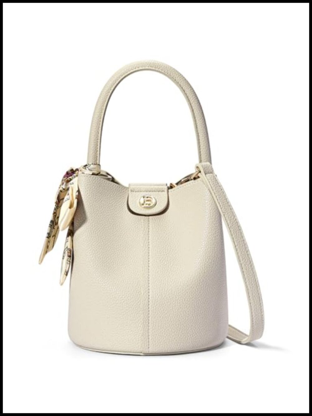 Small Crossbody Bag Vegan Leather Bucket Purse Removable Strap Foldable